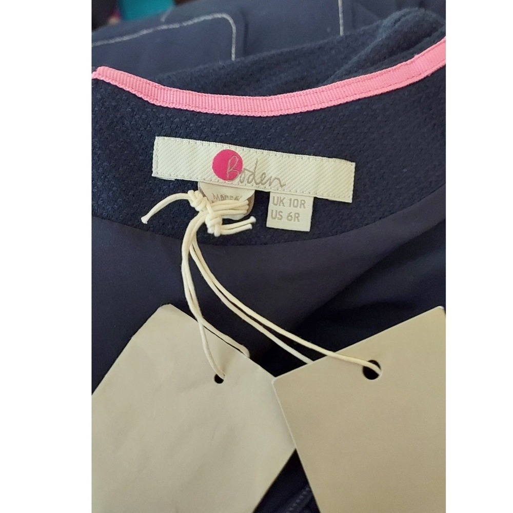 Boden Shift Dress Women 6R Navy Blue Contrast Stitch Pockets W0484 - Picture 8 of 12